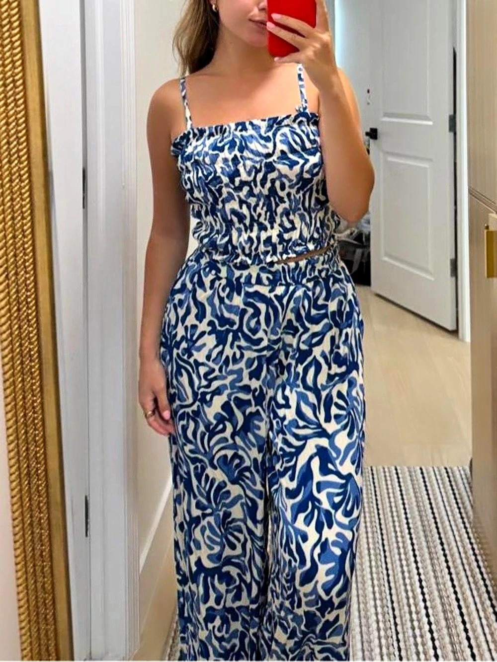 Blue & White Abstract Maxi Dress Like New